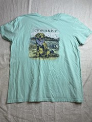 Crown & Ivy Mint Green Mens L Dog Golden Retriever Cotton Coastal Nature T-Shirt
