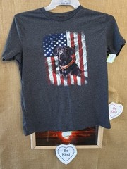Americana adult unisex M gray t-Shirt Black Lab American Flag stretch classic cr