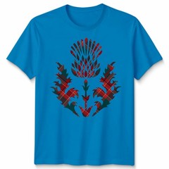 Scottish Tartan Unisex T Shirt Thistle Emblem Scotland Heritage Symbol Tee
