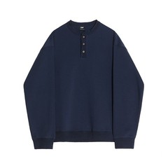 Henry Collar Hoodie Men Fashion Autumn New Loose Pullover Top