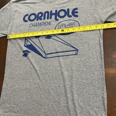 Cornhole Champion Shirt Mens Sml Grey Graphic Tee Backyard Games Toss Sports Fun
