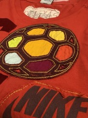 Vintage Nike Sportswear Diski Mens XL Red Ombre Graphic Soccer Raglan Crew Tee