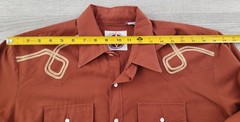 Vintage Stable Gear Western Pearl Snap Shirt L Rust Brown Cowboy Long Sleeve