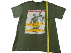 Metallica Shirt Mens Medium Green Damaged Justice 88-89 Tulsa Concert Tour Rock