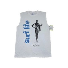 Surf Life Los Cabos T-shirts Size L White Graphic Surfer Beach Sleeveless Yazbek