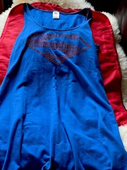 Superman T-Shirt Dress with Cape Size M 32 Inches Long