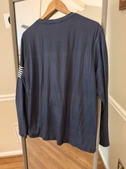 Mens Lace Up Long Sleeve V-Neck T Shirt Tee L American Flag 1776 Never Worn
