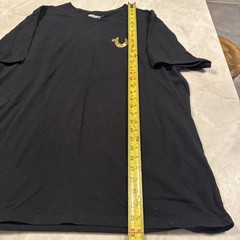 True Religion Shirt Mens Medium Black Metallic Gold Buddha Graphic Tee T-Shirt
