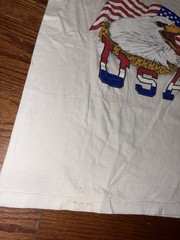 Vintage 80s Brother USA Eagle Flat Art T Shirt Mens L White America Patriots 90s