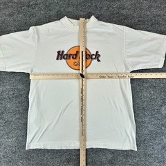 VINTAGE Hard Rock Cafe Shirt Large White Barcelona Spellout Streetwear 90s Y2K