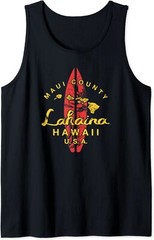 Hawaii Lahaina Maui Vintage Hawaiian Islands Surf Tank Top, T-shirt