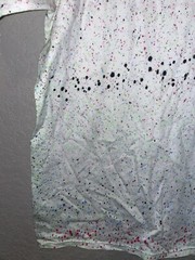 90s Vintage Jerzees Combed Cotton White Speckled Multicolor Splatter Shirt VTG b