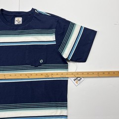 Hang Ten Striped Pocket Tshirt Blue White Short Sleeve Black Size Small NWT