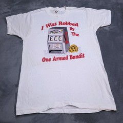 Vtg 80’s Single Stitch Robbed One Arm Bandit Slot Machine Casino Shirt Size M/L