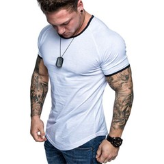 Men Short Sleeve Tops T-shirt Baggy Fit Sport Gym Muscle Tee Workout Training