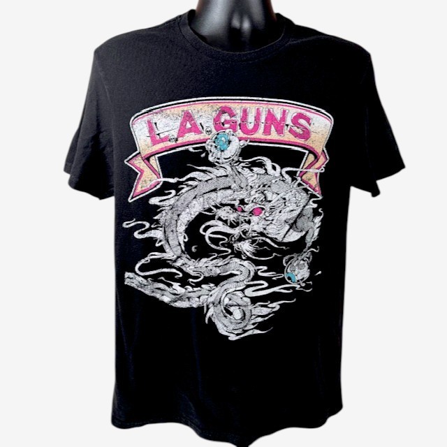 Irregular L.A. Guns Band Black Shirt Dragon Livestream Las Vegas Mens Size Med
