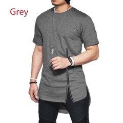 Men’s Cotton Short Sleeve Zipper T Shirt Hip Hop Solid Hipster Streetwear Tshirt