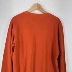 LL Bean Mens Burnt Orange Waffle Knit Long Sleeve Thermal Crewneck Shirt Size L