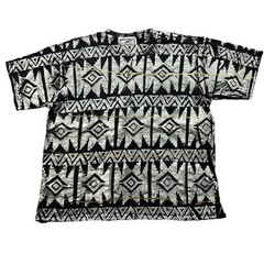 Vintage LA Destination Black Geometric Pattern Hand Made T Shirt Men’s Size 3XL