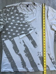 WEATHERED AMERICAN FLAG Lightweight Long Sleeve T Shirt Tee LIGHT GRAY MEDIUM