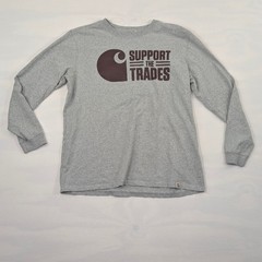 Carhartt Long Sleeve Loose Fit Mens Large Support The Trades Shirt Workwear Gray