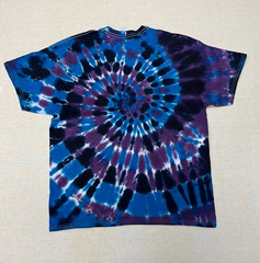 Vintage Style Tie Dye Shirt Adult XL Blue Purple Spiral Festival Boho Tee