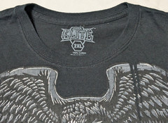 VTG Y2K MMA ELITE USA EAGLE SHIELD Men 2XL Black Cotton Graphic Print T-Shirt
