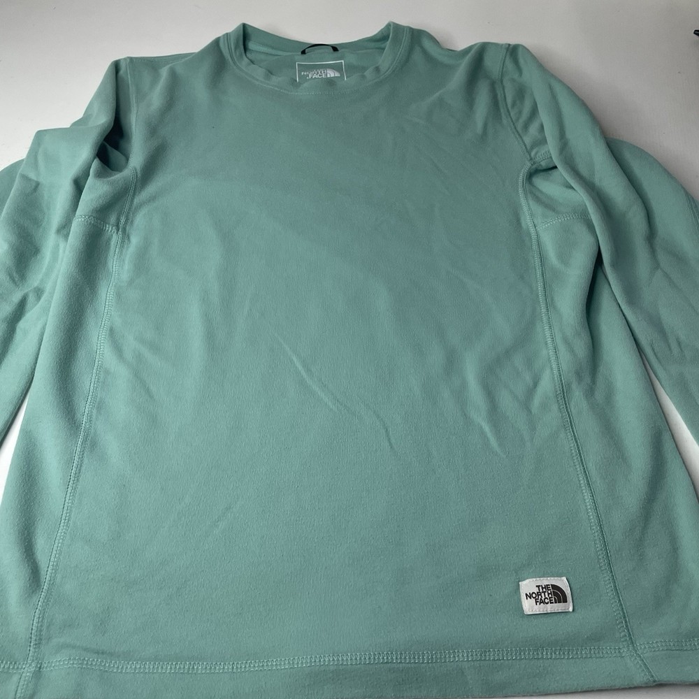 The North Face Men’s Green Solid Logo Cotton Knit Crew Neck Long Sleeve Tee S