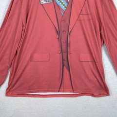 Faux Real Shirt Men’s 2XL Red Long Sleeve Stretch Ron Burgandy Halloween Costume
