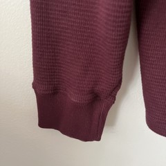 Men’s Thermal Waffle Knit Shirt XL Burgundy Crewneck Layer Banded Cuffs Workwear