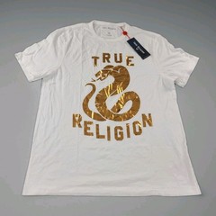 TRUE RELIGION x Men’s Copper Snake Metallic Foil Print White T-Shirt Size L NWT