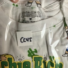 Richie Rich Money Logo Graphic T-Shirt Size Medium Dollar Sign Green Cartoon EUC