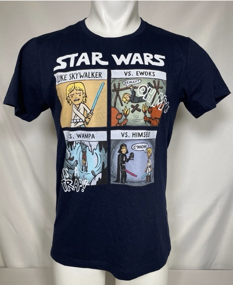 Star Wars Luke Skywalker vs Ewoks vs Wampa vs Himself T-Shirt Men’s Large NWT