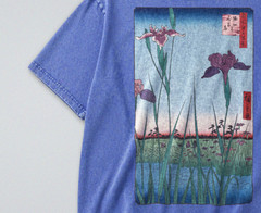 100% Cotton Tee – Unisex Retro Oversized Fit – Japanese Iris Garden Print