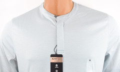 Alfani Mens Henley T-Shirt New L Light Blue Long Sleeve Standard Stretch Solid