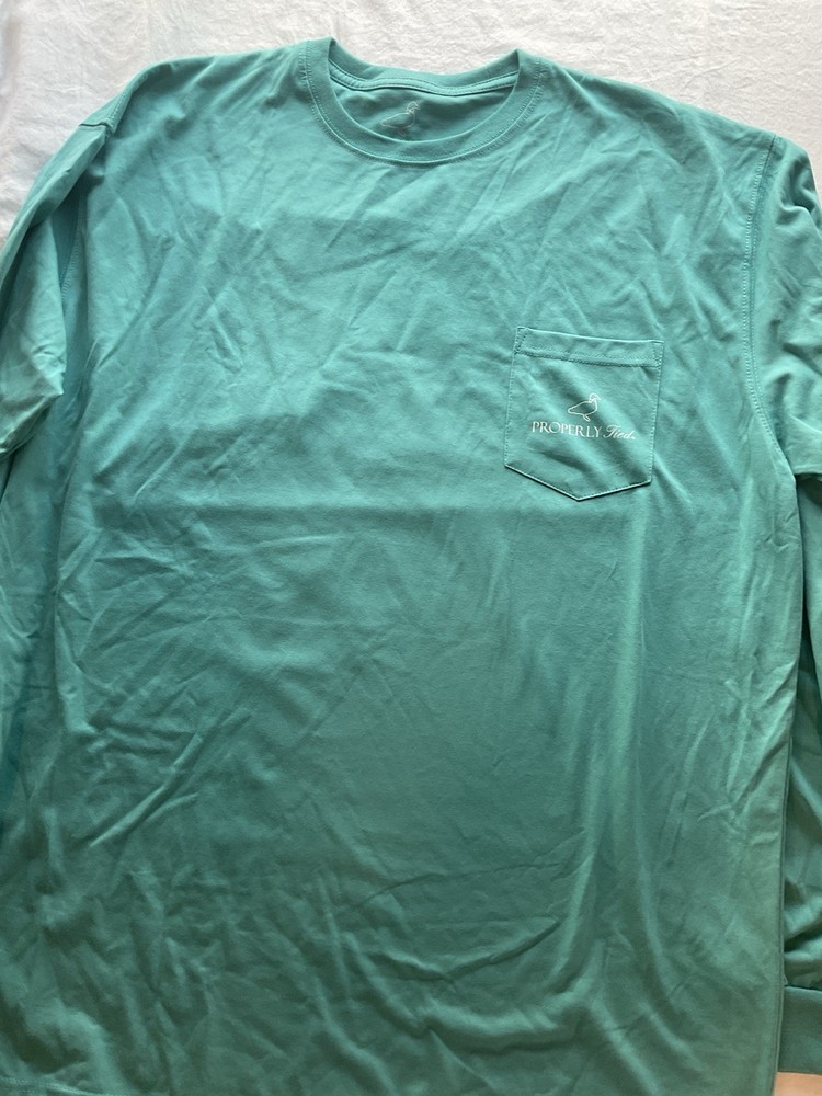 Properly Tied Green Duck Graphic Print Pocket Pima Cotton Crew T-Shirt Men 2XL