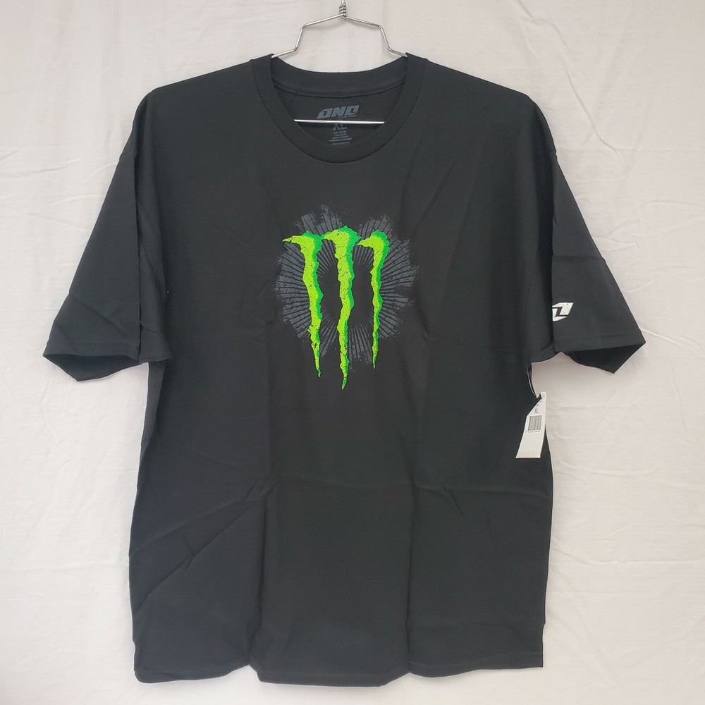 One Industries Men’s Tee Casual T-Shirt Monster Energy Slider Black/Green Small