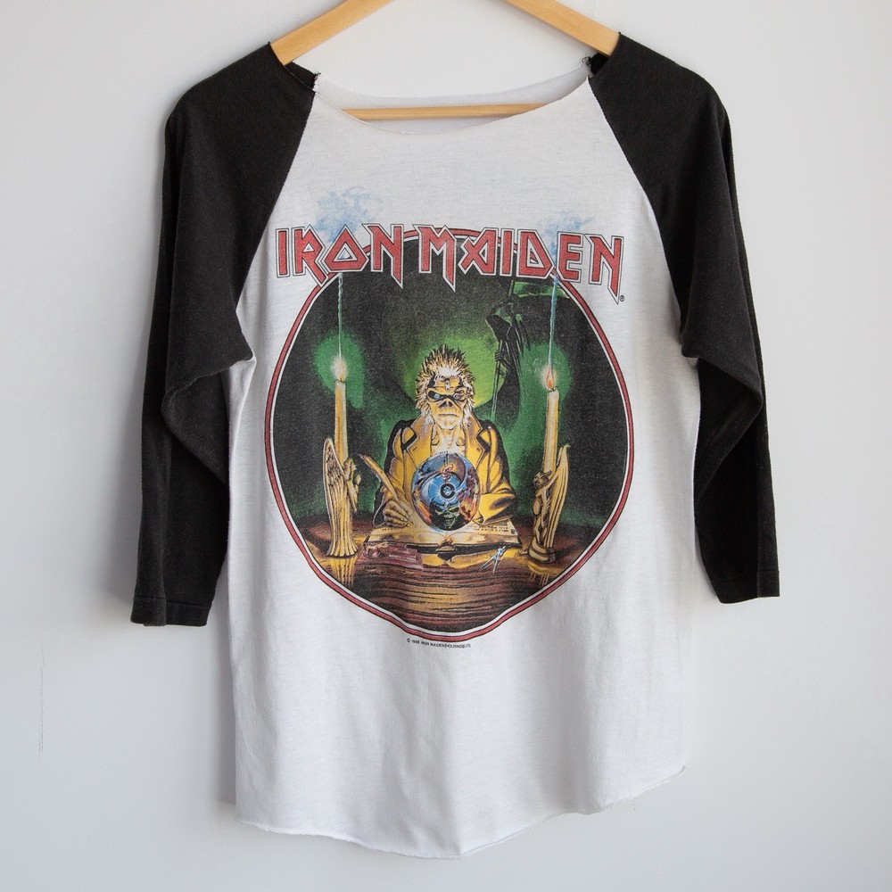 Vintage 1988 Iron Maiden Seventh Son Tour Raglan Shirt Double Sided Rare S