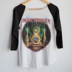 Vintage 1988 Iron Maiden Seventh Son Tour Raglan Shirt Double Sided Rare S