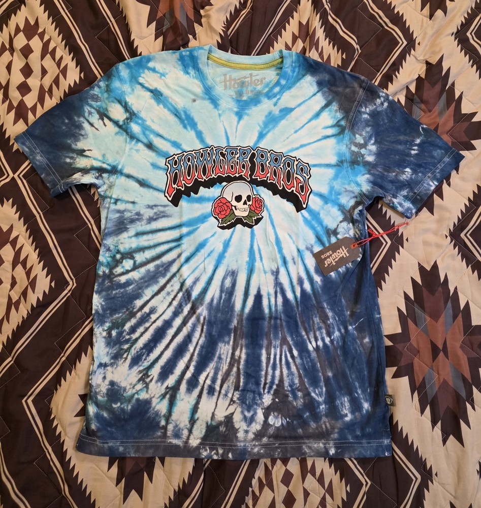 Howler Brothers Skulls N’ Begonias Tie Dye “High Dye” T Shirt Men’s Medium NWT