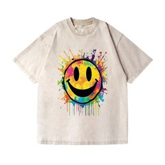 Unisex Retro Smiley Face Oversized Shirt Hippie Casual Aesthetic Streetwear Tee