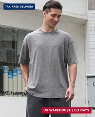 Men’s Cotton T-Shirts Oversized Unisex Short Sleeves Casual Loose Wash Solid Bas
