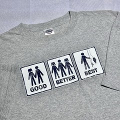 Vintage Y2K Good Better Best Fishing Adult Humor Gray Heather T-Shirt Size 2XL