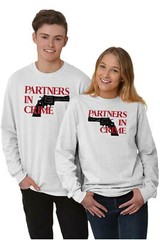 Crime His Hers Couples Boyfriend Girlfriend Long Sleeve Tshirt for Men or Women
