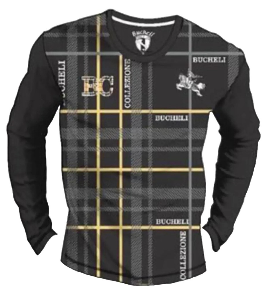Men’s Long Sleeve Bucheli T Shirt,Italian Style,Cotton,Stretch S to XL….A9.A