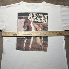 Vintage 90s APHA Horse T Shirt Mens M White Auto Pilot Engaged FOTL