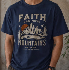 Faith Can Move Mountains Men’s Christian Graphic Tee