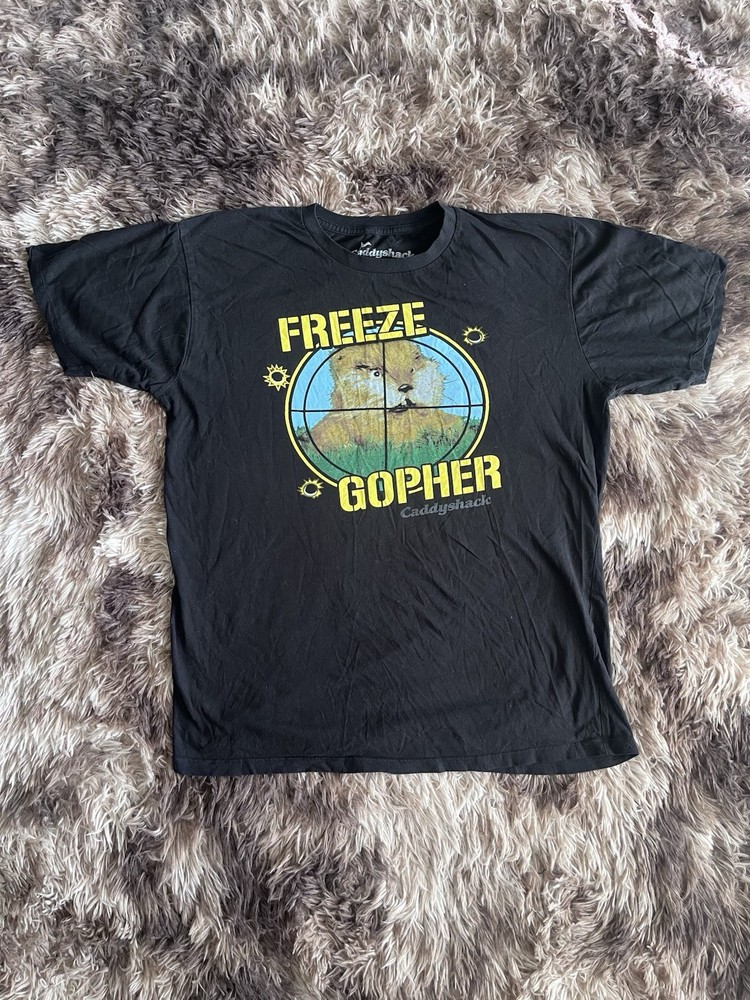 Caddyshack Freeze Gopher T Shirt Mens XL Black Movie Graphic Tee