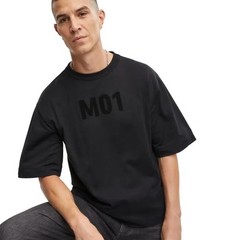 Mode Of One Mens Relaxed Fit M01 T-Shirt Deep Black Cotton Short Sleeve S NEW