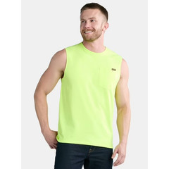 Brahma Relaxed Fit Muscle Tank Pocket Tee Blaze Acid Yellow Men’s Size L XL New